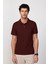 Erkek Regular Fit Klasik Kesim %100 Pamuk Düz Pike Bordo polo Yaka Tişört 2