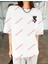 Lisanslı Amblem Baskılı Oversize Yıkamalı Tshirt Beyaz 4