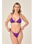 Aquaviva Kadın Mor Üçgen Slip Büzgülü Brazılıan Bikini Takımı 2