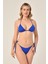 Aquaviva Kadın Saks Üçgen Slip Büzgülü Brazılıan Bikini Takımı 1