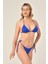 Aquaviva Kadın Saks Üçgen Slip Büzgülü Brazılıan Bikini Takımı 3