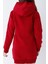 Genç Kız Kırmızı Kedi Baskılı Kapüşonlu Pamuklu Sweatshirt 3