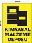 Metal Kimyasal Malzeme Deposu 20CM x 30CM A4 Büyüklüğünde Uyarı Levhası Yönlendirme Tabelası 1