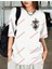 Lisanslı Amblem Baskılı Oversize Yıkamalı Tshirt Beyaz 2