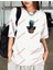 Minimal Cool Ananas Baskılı Oversize Yıkamalı Tshirt Beyaz 2