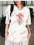 Lisanslı Amblem Baskılı Oversize Yıkamalı Tshirt Beyaz 2