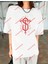 Lisanslı Amblem Baskılı Oversize Yıkamalı Tshirt Beyaz 4