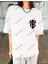 Lisanslı Amblem Baskılı Oversize Yıkamalı Tshirt Beyaz 4