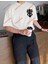 Lisanslı Amblem Baskılı Oversize Yıkamalı Tshirt Beyaz 5