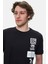Tomlınson Siyah Bisiklet Yaka Baskılı Standard Fit Erkek Tshirt 2