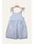 Kız Çocuk Askılı Çizgili Penye Elbise - Mavi Çizgili 1