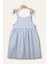 Kız Çocuk Askılı Çizgili Penye Elbise - Mavi Çizgili 2