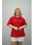 Kadın Büyük Beden Kısa Kollu Bisiklet Yaka Oversize T-Shirt 1963-25 1