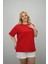 Kadın Büyük Beden Kısa Kollu Bisiklet Yaka Oversize T-Shirt 1963-25 2