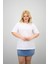 Kadın Büyük Beden Kısa Kollu Bisiklet Yaka Oversize T-Shirt 1963-25 2