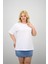 Kadın Büyük Beden Kısa Kollu Bisiklet Yaka Oversize T-Shirt 1963-25 1