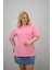 Kadın Büyük Beden Kısa Kollu Bisiklet Yaka Oversize T-Shirt 1963-25 2