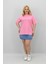 Kadın Büyük Beden Kısa Kollu Bisiklet Yaka Oversize T-Shirt 1963-25 3