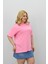 Kadın Büyük Beden Kısa Kollu Bisiklet Yaka Oversize T-Shirt 1963-25 5