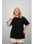 Kadın Büyük Beden Kısa Kollu Bisiklet Yaka Oversize T-Shirt 1963-25 2