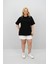 Kadın Büyük Beden Kısa Kollu Bisiklet Yaka Oversize T-Shirt 1963-25 4