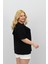 Kadın Büyük Beden Kısa Kollu Bisiklet Yaka Oversize T-Shirt 1963-25 5