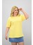 Kadın Büyük Beden Kısa Kollu Bisiklet Yaka Oversize T-Shirt 1963-25 2