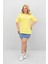 Kadın Büyük Beden Kısa Kollu Bisiklet Yaka Oversize T-Shirt 1963-25 4