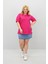 Kadın Büyük Beden Kısa Kollu Bisiklet Yaka Oversize T-Shirt 1963-25 4