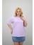 Kadın Büyük Beden Kısa Kollu Bisiklet Yaka Oversize T-Shirt 1963-25 1