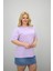 Kadın Büyük Beden Kısa Kollu Bisiklet Yaka Oversize T-Shirt 1963-25 2