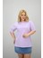 Kadın Büyük Beden Kısa Kollu Bisiklet Yaka Oversize T-Shirt 1963-25 3