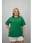 Kadın Büyük Beden Kısa Kollu Bisiklet Yaka Oversize T-Shirt 1963-25 1