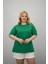 Kadın Büyük Beden Kısa Kollu Bisiklet Yaka Oversize T-Shirt 1963-25 2