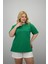 Kadın Büyük Beden Kısa Kollu Bisiklet Yaka Oversize T-Shirt 1963-25 3
