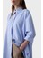 Çizgili Pamuk Karışımlı Oversize Asimetrik Gömlek Bayan Gömlek 053 4