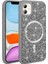 iPhone 11 Kılıf Pırlanta Tasarımlı M-Safe Şarj Özellikli Mozaik Silikon Kılıf 3