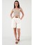 Pamuklu Relaxed Fit Yüksel Bel Kemerli Gabardin Short Bayan Şort 668YP4710 1