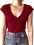 V Yaka Bel Boy T-Shirt - Bordo 1