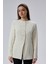 Ekru Bisiklet Yaka Regular Dokuma Ceket 4