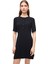 Siyah Kısa Kollu Düğmeli Viskoz Elbise 4