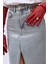 Varak Baskılı Yırtmaçlı Maxi Denim Etek 4