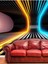 3 Boyutlu Çizgili Neon Işık Desenli Isı ve Ses Yalıtımlı Sağlıklı Tekstil Duvar Kağıdı 4