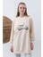 25Y10636 Sweat Nakış Detaylı Yan Yırtmaçlı - Puane - 25Y10636 - Bej - 1 1