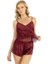 Bordo Saten Şort Takımı 9209 1