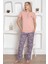 Kadın Çiçek Desen Bisiklet Yaka 3 Düğmeli Kısa Kol Cepli Pijama Takımı 1
