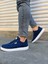 JY0118 Rex Bağcıklı Keten Kumaş Erkek Günlük Sneaker Ayakkabı Kbt - Lacivert 3