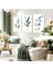 yeşil Minimalist Yapraklar Seti |çerçeveli Cam Tablo 3lü Dikey 1