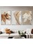 soft Turuncu-Beyaz-Krem Çiçekli Kombini 01|çerçeveli Cam Tablo 3lü Dikey 1
