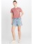 %100 Pamuk Regular Fit Normal Kesim Mavi Mini Denim Jean Şort 2